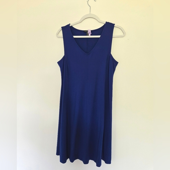 Eileen Fisher Royal Blue/Purple Sleeveless Knit Knee Length Dress | Size‎ Small - Picture 1 of 5
